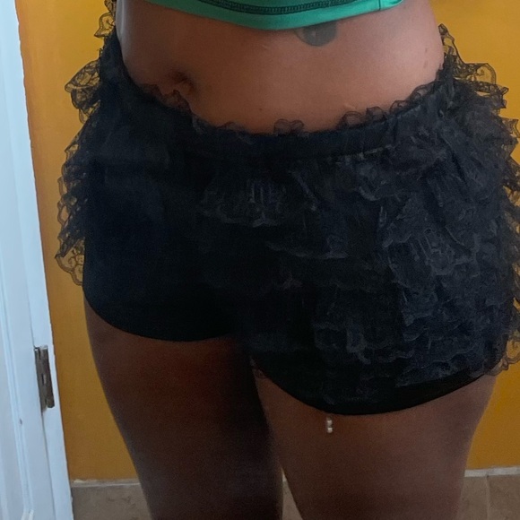 Black Ruffle Shorts - Picture 3 of 3